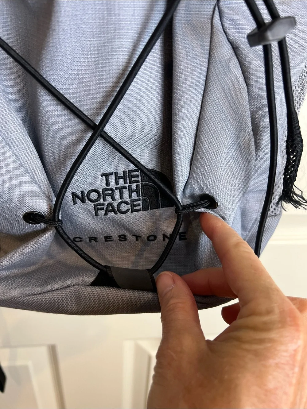 The North Face Light Gray Crestone Backpack with Black Accents